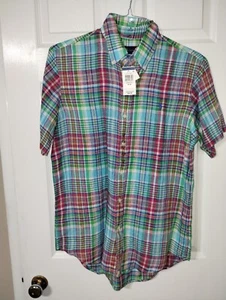 Vintage Polo Ralph Lauren Colorful Plaid Button Down Shirt M NEW with tags - Picture 1 of 5