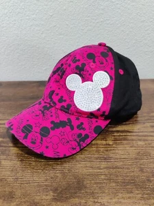 Disney Parks Mickey Mouse Icon Sequins Bling Jeweled Baseball Cap Hat Pink Kids - Picture 1 of 12