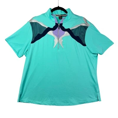 Camisa Jamie Sadock Mujer Extra Grande Verde Manga Corta 1/4 Cremallera Golf Tenis Top Foto 1 de 4