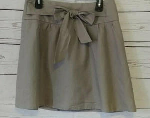 Falda The Limited Mezcla de Lino Talla 6 Taupe Corbata Frontal Forrada Corta - Imagen 1 de 4