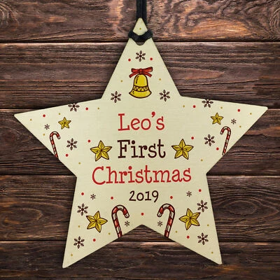 Personalised Baby's First Christmas Tree Bauble 1st Xmas Decoration Ornament - Image 1 of 4