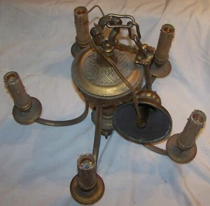 ANTIQUE 5 ARM CHANDELIER CEILING FIXTURE LIGHT ART NOUVEAU VINTAGE - Imagen 1 de 7
