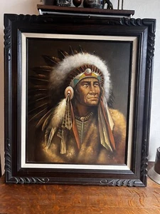 INDIANER ÖLGEMÄLDE AUF LEINWAND " SIGNIERT VOM KÜNSTLER PERILLOFF - Bild 1 von 13