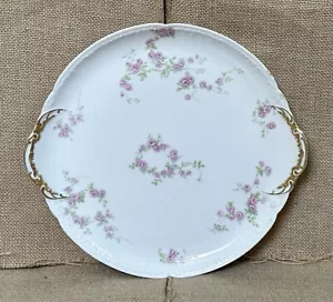 Limoges Rosa Rose Runde Platte mit Griffen Vintage Blumen Landhaus Oma Kern - Bild 1 von 4
