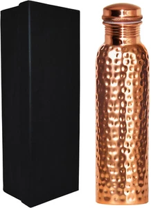 30 Ounce Pure Copper Drinking Vessel in Elegant Gift Box, Hammered Water Bottle - Picture 1 of 7