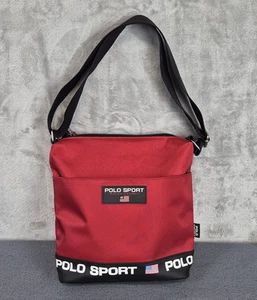 Ralph Lauren Polo Sport Logo Flagge rot Nylon Crossbody Schultertasche Taschen Y2K - Bild 1 von 15