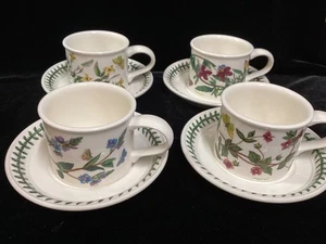 (SET OF 4) Portmeirion BOTANIC GARDEN Floral Tea Cups & Saucers ~EXCELLENT ~ - Picture 1 of 7