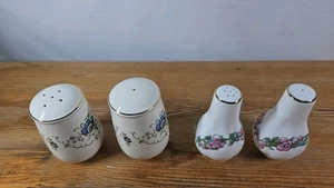 VINTAGE BONE CHINA SALZ PFEFFERSTREUER ARGYLE ROSE GIRLANDE & BLAUE BLUMEN ENGLAND - Bild 1 von 24