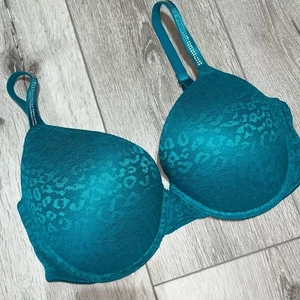 VS NWT Wear everywhere push-up Teal Lace Underwire Bra leopard 34 DD - Picture 1 of 5