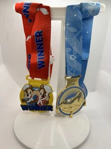 Set Of 2 Disney Lanyards - Inaugural Glass Slipper, Chip & Dale Trivia Medals - Picture 1 of 9