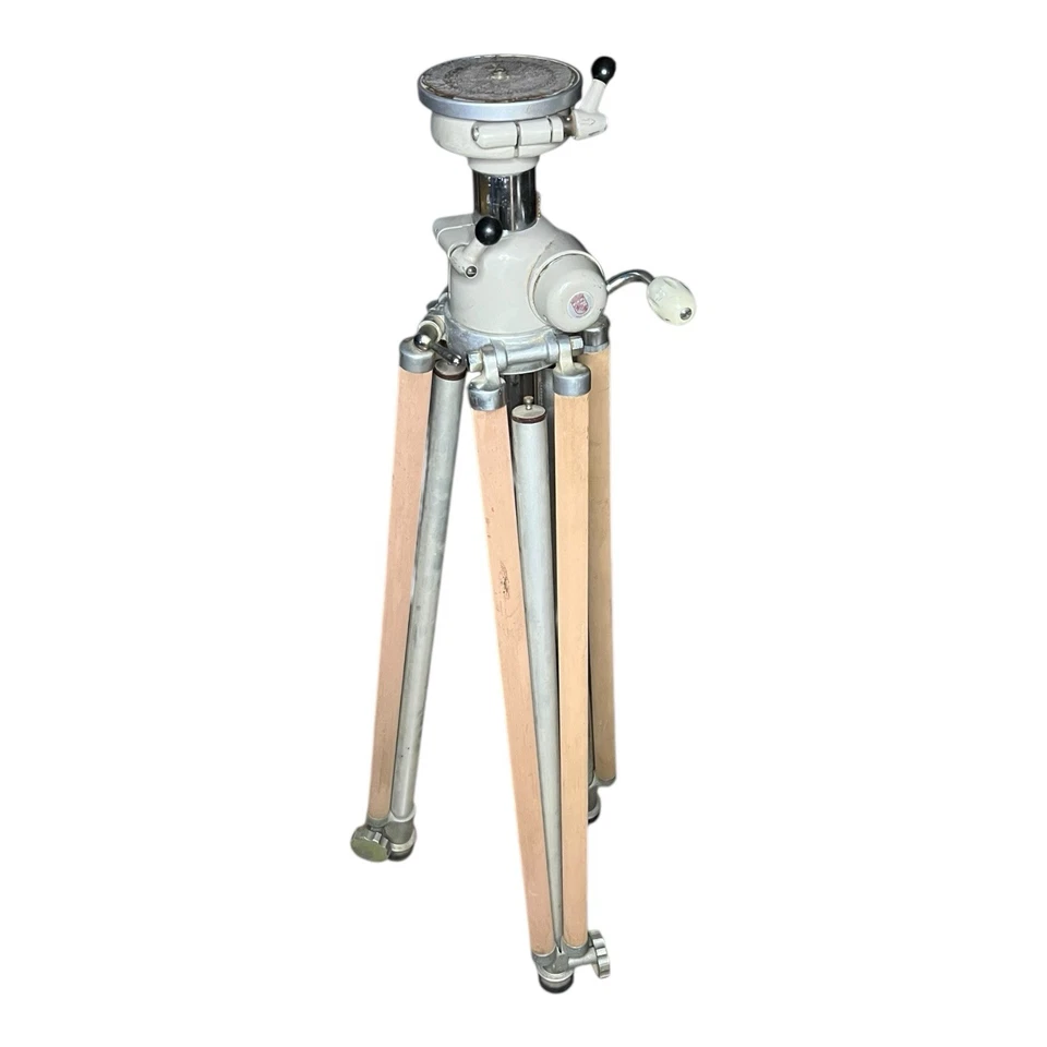 Trípode profesional vintage Linhof Alemania de doble vástago con manivela (para restauración) Foto 1 de 4