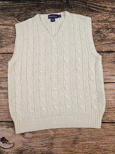 Ralph Lauren Purple Label Mens M Italy Linen Cashmere Sweater Vest Cream EUC - Picture 1 of 8
