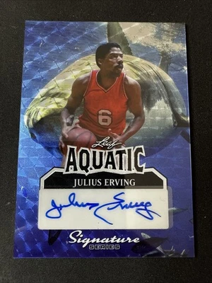 2025 LEAF SIGNATURE SERIES JULIUS ERVING AQUATIC BLUE VINYL TRUE 1/1 AUTO MINT! - Image 1 of 2
