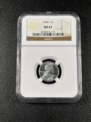 1943 Steel Wheat Cent MS67 HIGH GRADE NGC 1c - Image 1 of 2
