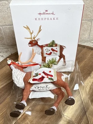 J Wright Hallmark KS 签名 2018 父亲圣诞节驯鹿装饰品 罕见 — 第 1/4 张图片