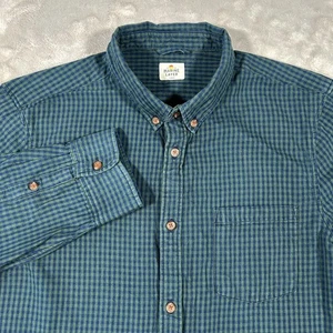 Marine Lagenlook Hemd Herren L Multi Gingham Karo Karo Flanell Stretch Huckberry EUC - Bild 1 von 15