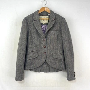 Chaqueta Jack Wills Tweed Mujer 10 Marrón Gris Espiga Country Hacking Blazer - Imagen 1 de 15