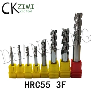 HRC55 1-12mm 3 Flute Carbide End Mill Milling Cutter CNC For Aluminum Drill Bit - Picture 1 of 15