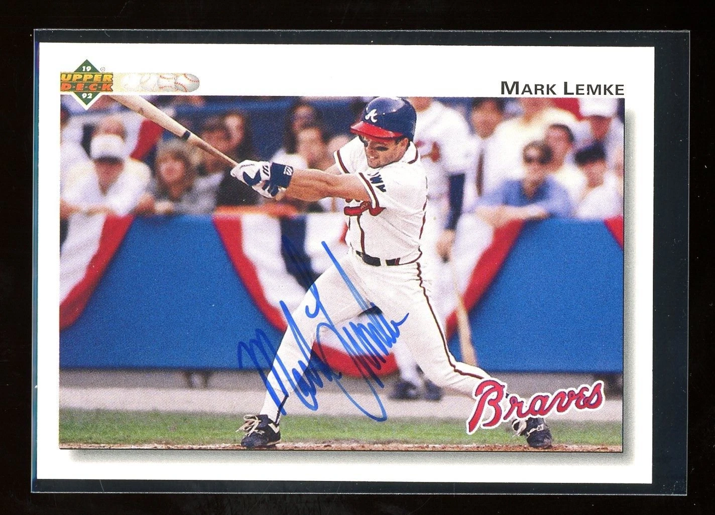 1992 Upper Deck MARK LEMKE Signed Card autograph auto BRAVES WORLD SERIES