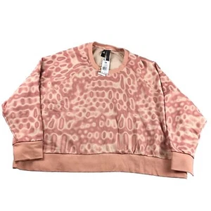 Adidas 11 Honore Sweatshirt Women 4X Peach Animal Print Pullover Cropped Top NWT - Picture 1 of 15