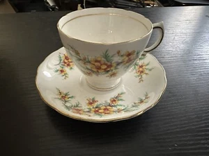 Royal Vale Bone China Tea Cup & Saucer (Yellow Flowers) - Picture 1 of 9