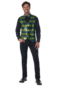 Brand New Men's Sequin Carnival mardi Gras Vest Set Adult Costume Kit - Picture 1 of 2