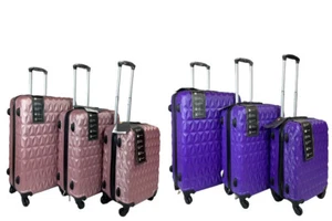 Rose Gold & Purple Hard Shell 4 Wheel Spinner Suitcase Trolley Bag in S,M,L - Picture 1 of 11