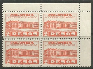 STAMPS-COLOMBIA. 1945. 2 Peso Red Orange. 4 Block. SG: 632. Mint Never Hinged. - Picture 1 of 1
