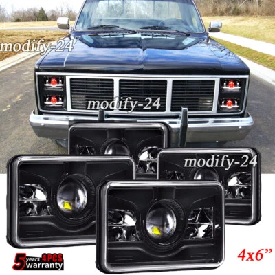 Fit GMC Sierra Classic C1500 C2500 C3500 Pickup Newest 4x6" LED Headlights DRL - Image 1 of 4