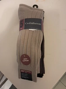CROFTS&BARROW 5 PAIR MENS SOCKS PREMIUM COTTON-RICH BLEND - ARCH SUPPORT - Picture 1 of 1