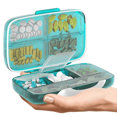 BEXEEN Pill Organizer Airtight Pill Box Large Pill Dispenser for Home Travel Green Case