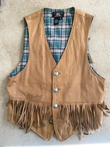 Mens RRL Leather Fringe Vest Size M 1995 RARE Collectable - Picture 1 of 5