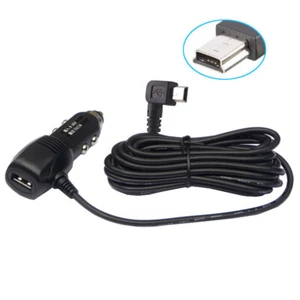 G63C Car Auto Charger Adapter 3.5m Cable with USB Mini USB 90° Left 2in1 5V 2A - Picture 1 of 13