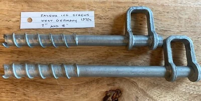 "Lote de 2 tornillos de hielo tubulares Salewa vintage años 70 Alemania Occidental 7"" y 8""" Foto 1 de 4