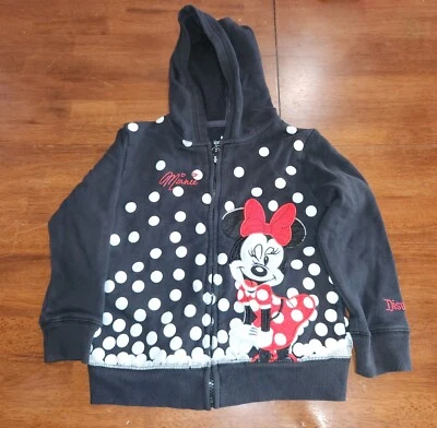 Sudadera con Capucha y Cremallera Minnie Mouse Parques Disney Talla XS Niños Jóvenes Negra Foto 1 de 4