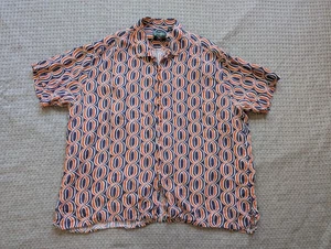 Gitman Bros Shirt Mens XXL Orange Linen Gio Ponti USA Short Sleeve Camp Collar - Picture 1 of 11