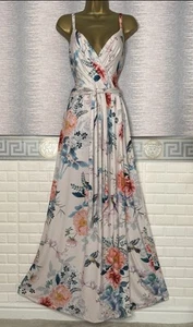Monsoon Floral Blush/blue/pink Long MAXI Summer Holiday Occasion DRESS SIZE 14 - Picture 1 of 5