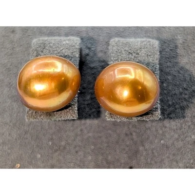 Aretes de plata de ley 925 de cobre de agua dulce de 11 mm con perlas Foto 1 de 4