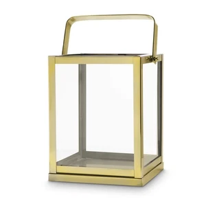 Gold Windlicht Kerzenhalter Herzstück - 11" hoch, Glas getäfelt, geometrisch - Bild 1 von 4