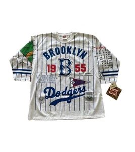 Vintage 90s Long Gone Brooklyn Dodgers Pinstripe AOP 3/4 Sleeve Tee Sz XL MLB - Picture 1 of 16