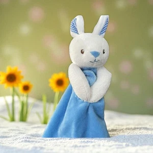 10" Prestige Baby Lovey Bunny Rabbit Security Blanket Plush Gingham Shower Gift - Picture 1 of 12