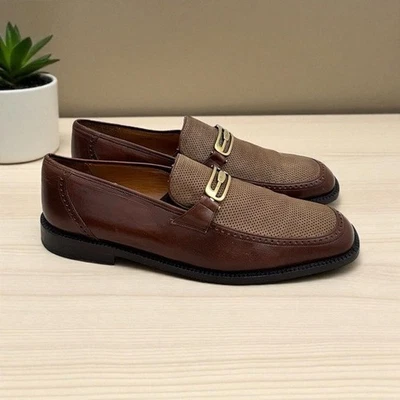 Zapatos Mocasines Mezlan Para Hombre Cuero Marrón Sin Cordones Hebilla Dorada Talla 11 Foto 1 de 4
