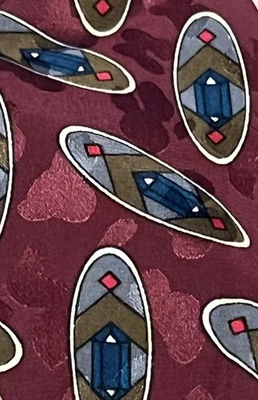 Pajarita vintage borgoña y azul marino mariposa seda  Foto 1 de 3