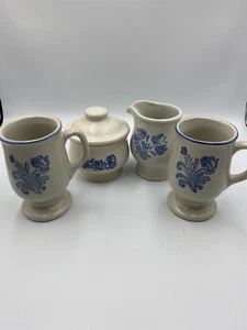 Vtg Pfaltzgraffe Yorktowne Creamer & Sugar Bowl w/ Lid. & 2x Footed Mug - Picture 1 of 3