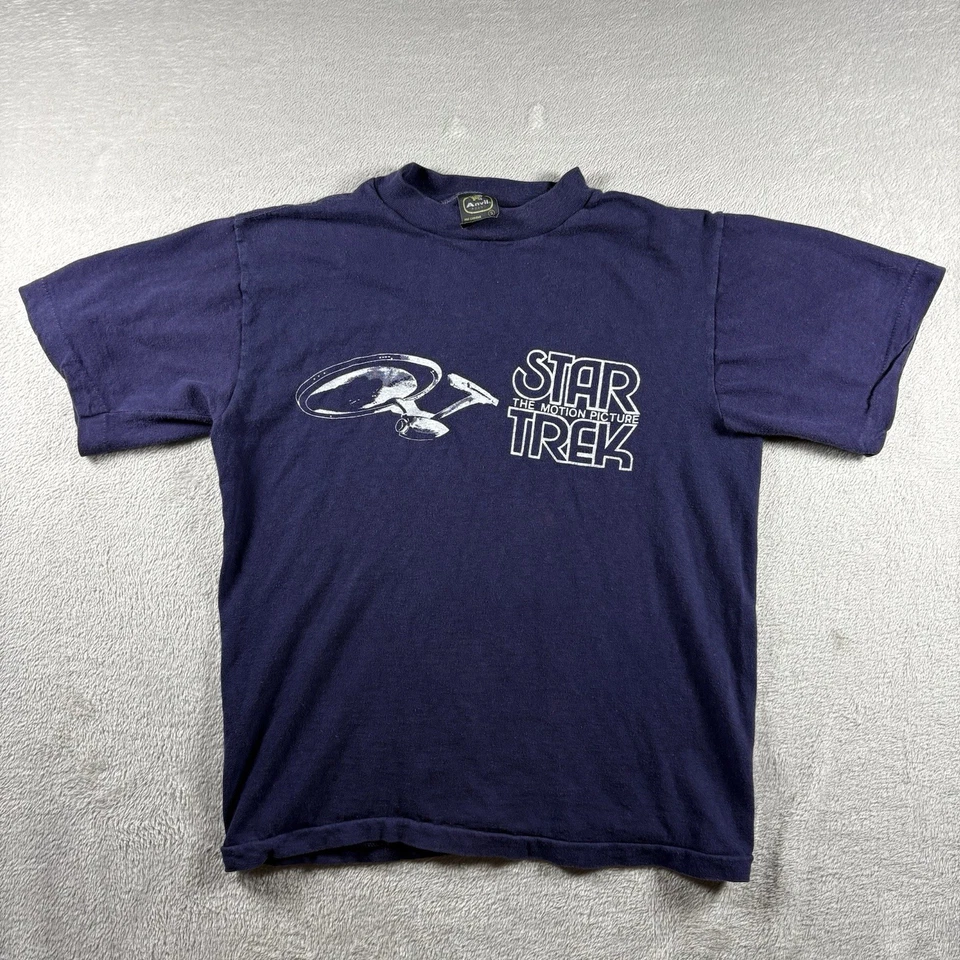 Película de ciencia ficción Star Trek The Motion Picture de colección años 70 para hombre S azul desteñido #1441 Foto 1 de 4