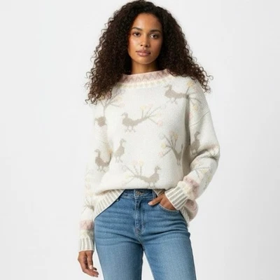 Suéter de Colección Cambridge Dry Goods Para Mujer Pequeño Crema Manga Larga Tejido Pullover  Foto 1 de 4