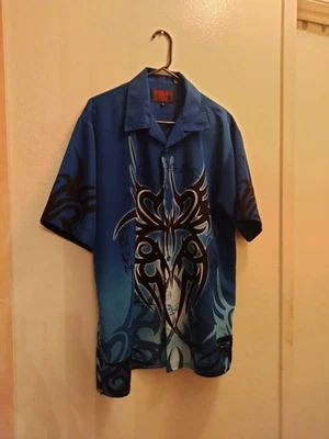 Camisa dragón azul grande para hombre Foto 1 de 4