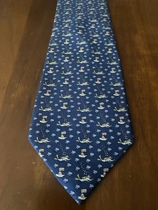 Vineyard Vines Taucher-Krawatte 100 % Seide dunkelblau Fischblasen - Bild 1 von 9
