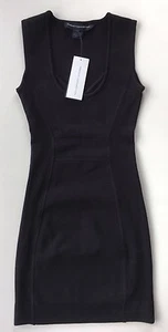 NWT Women's French Connection Black T-Dani Crepe Racer Bodycon Dress-Sz 2 ($188) - Picture 1 of 3