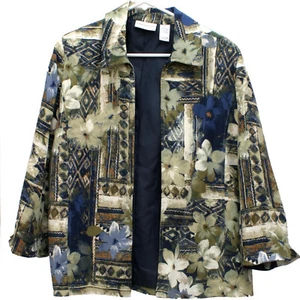 Alfred Dunner Womans 12 Floral Lined Jacket Blazer No Belt No Zipper No Buttons - Picture 1 of 4